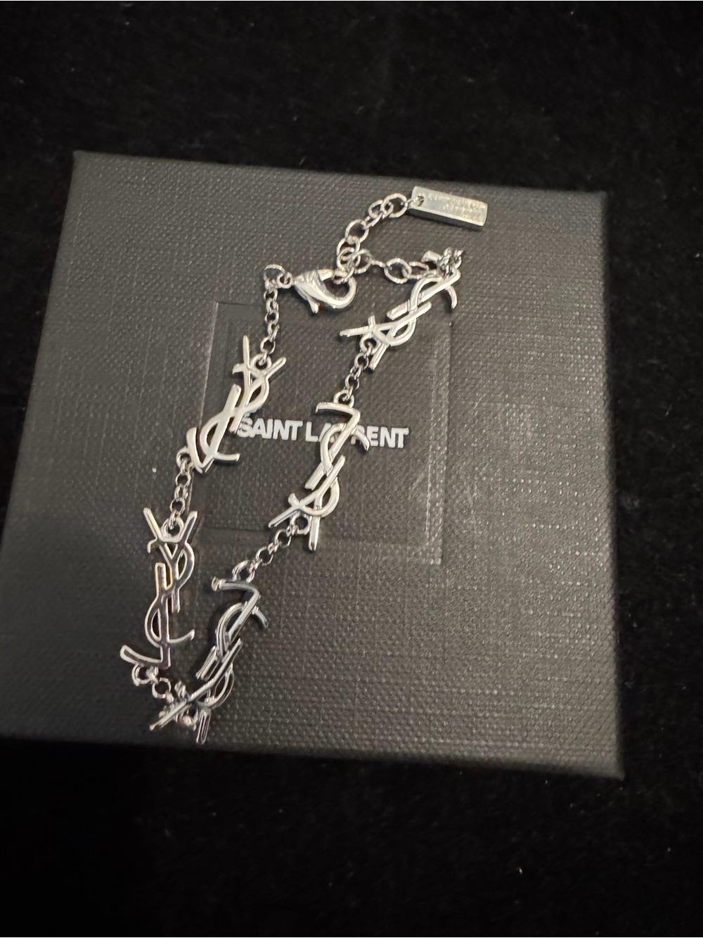 Saint Laurent Silver YSL Logo Chain Bracelet